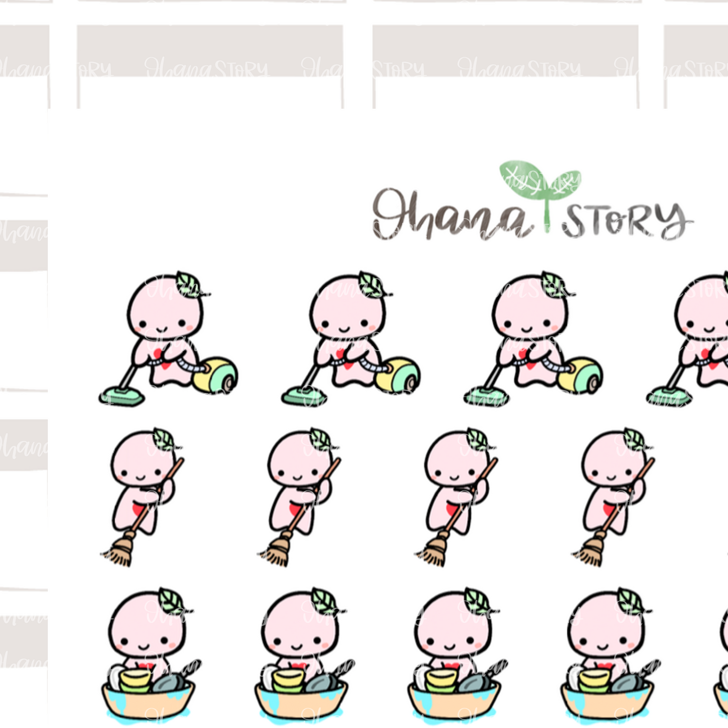 BUJI 045 | Chores I | Hand Drawn Planner Stickers