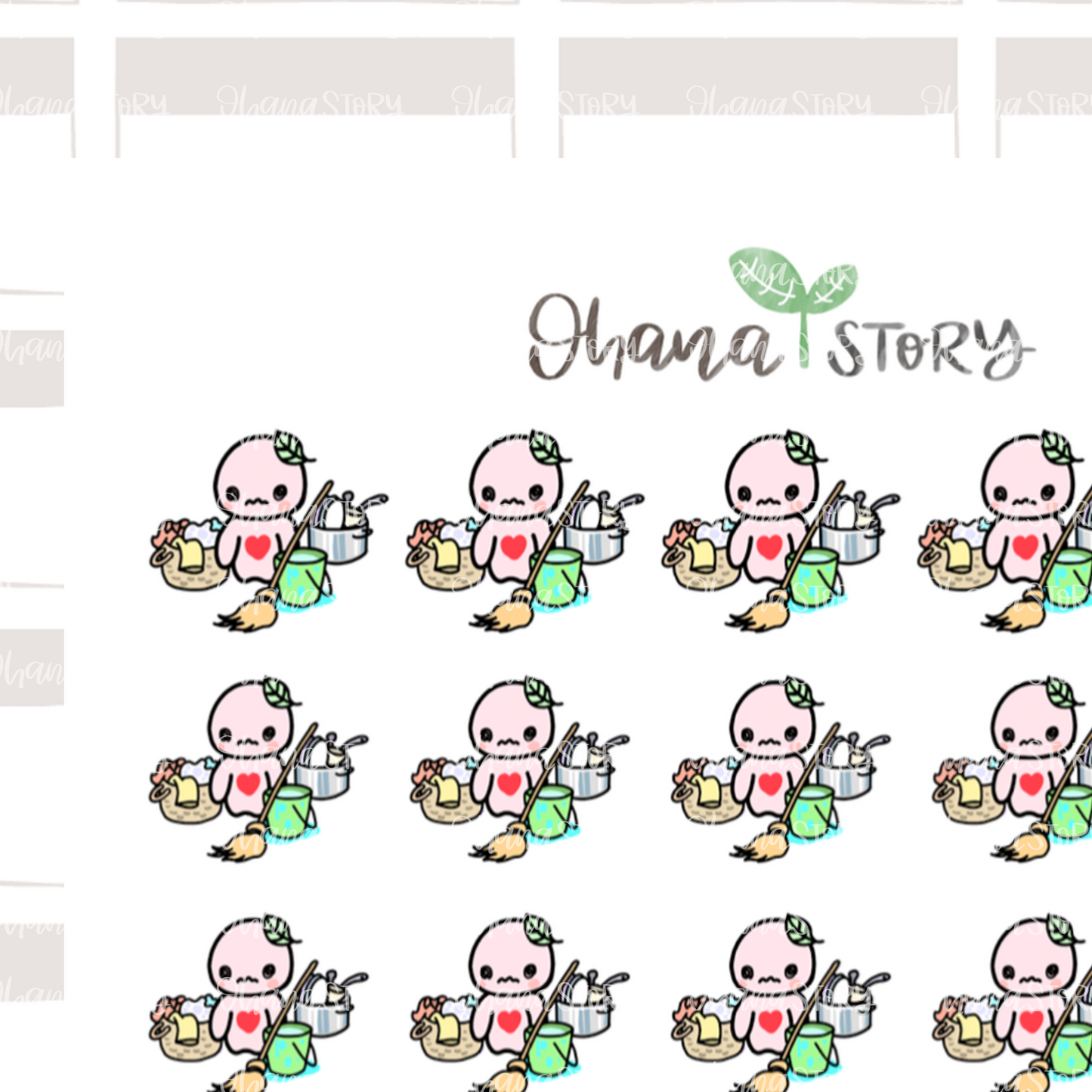 BUJI 046 | Lots To Do / Chores | Hand Drawn Planner Stickers