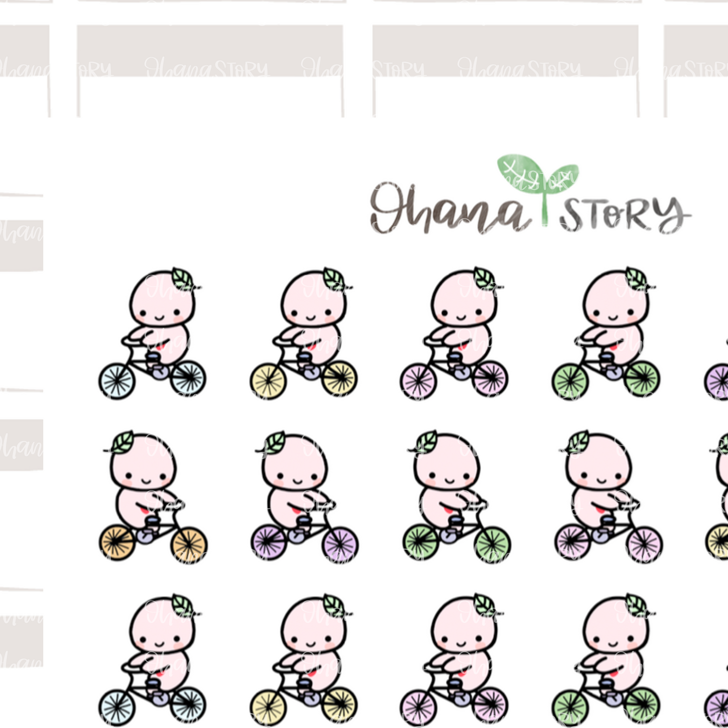 BUJI 055 | Bike Bicycle | Hand Drawn Planner Stickers