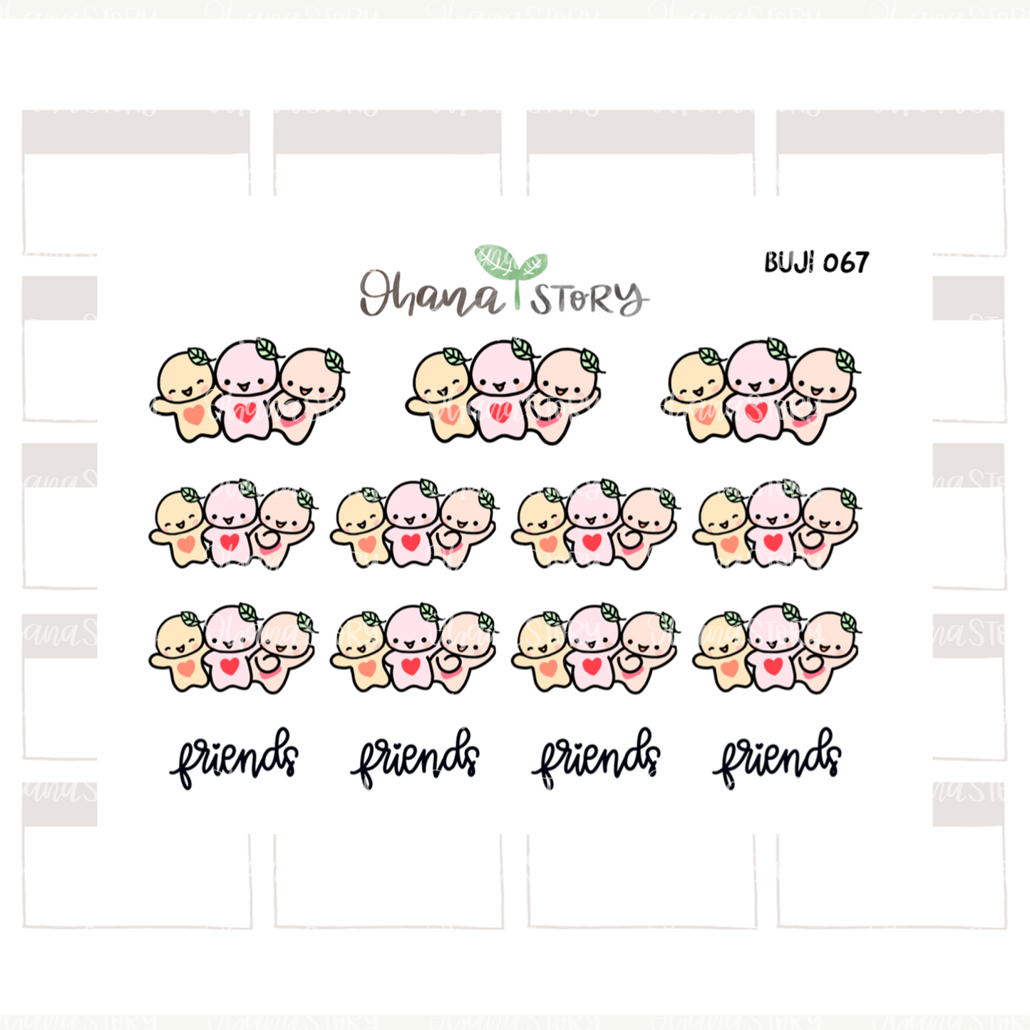 BUJI 067 | Hang Out With Friends | Hand Drawn Planner Stickers
