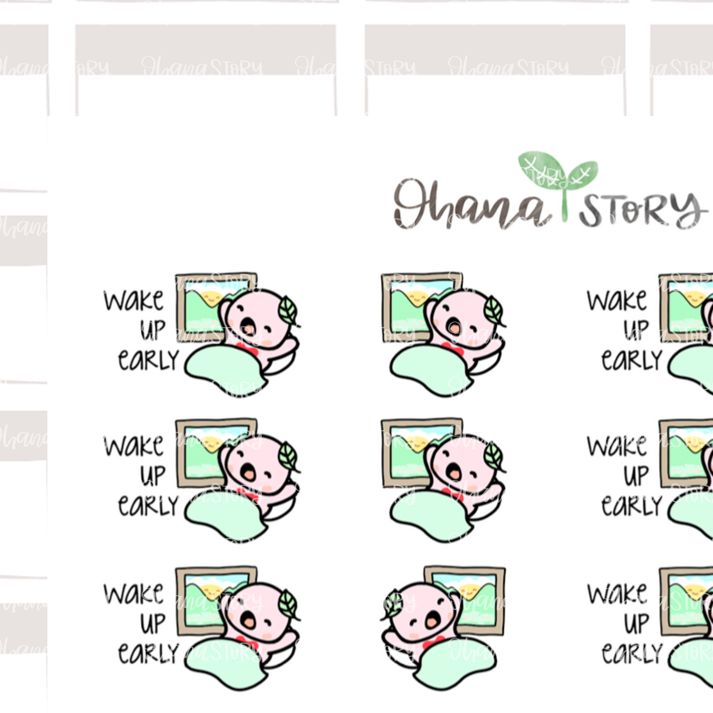 BUJI 069 | Wake Up Early | Hand Drawn Planner Stickers