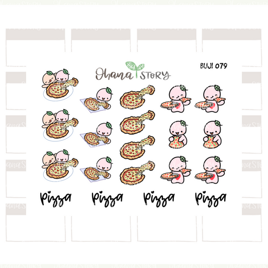 BUJI 079 | Eat Pizza | Hand Drawn Planner Stickers