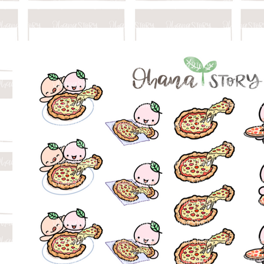BUJI 079 | Eat Pizza | Hand Drawn Planner Stickers