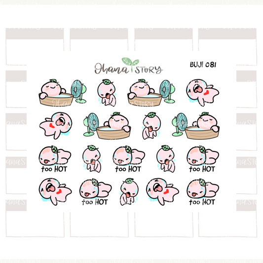 BUJI 081 | Too Hot | Hand Drawn Planner Stickers