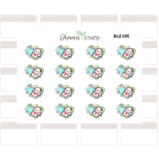 BUJI 095 | Relax By The Poolside | Hand Drawn Planner Stickers