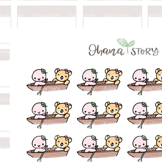 BUJI 096 | Row Row Row Your Boat | Hand Drawn Planner Stickers
