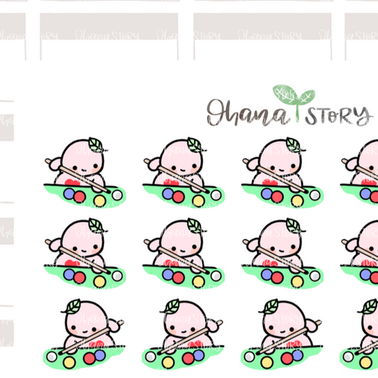 BUJI 097 | Playing Pool / Pool Table | Hand Drawn Planner Stickers