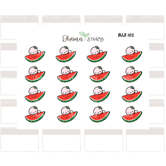 BUJI 102 | Eating Watermelon | Hand Drawn Planner Stickers