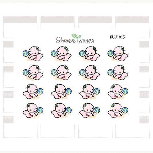 BUJI 105 | Plays Volleyball | Hand Drawn Planner Stickers