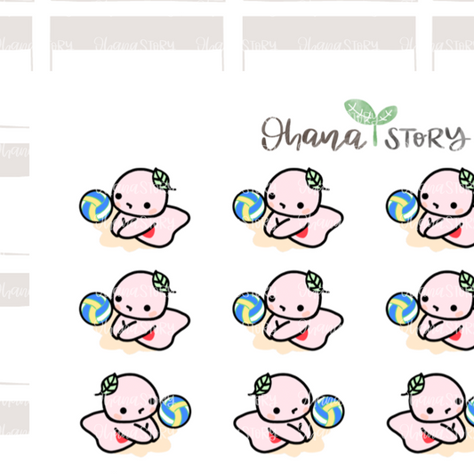 BUJI 105 | Plays Volleyball | Hand Drawn Planner Stickers