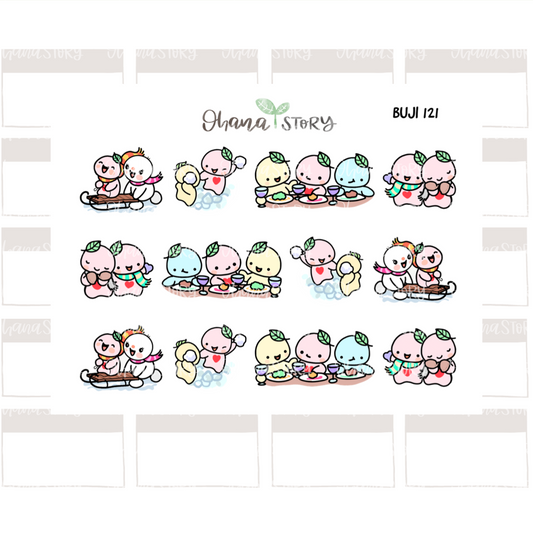 BUJI 121 | Winter With Friends | Hand Drawn Planner Stickers