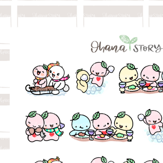 BUJI 121 | Winter With Friends | Hand Drawn Planner Stickers