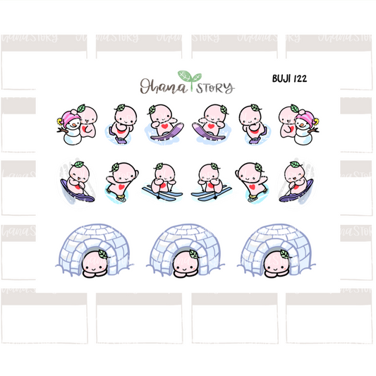 BUJI 122 | Play In The Snow | Hand Drawn Planner Stickers