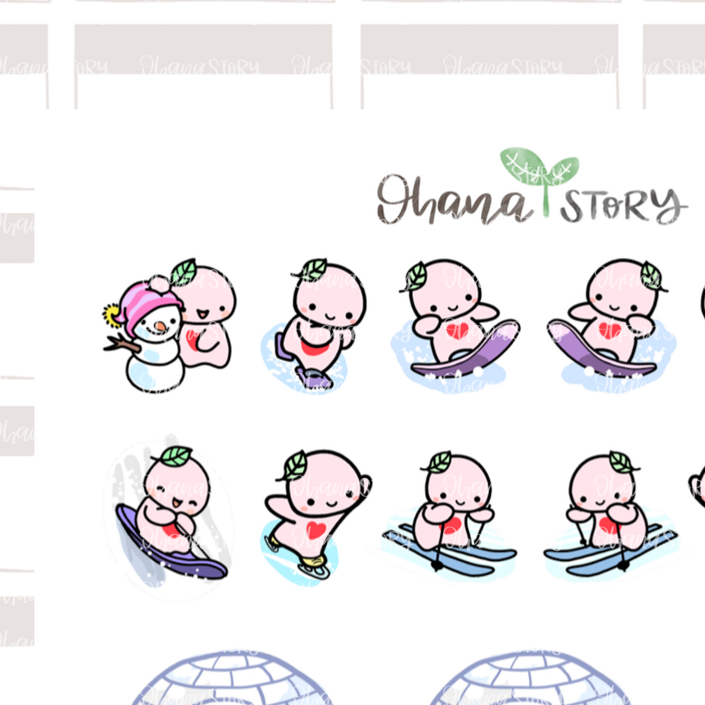 BUJI 122 | Play In The Snow | Hand Drawn Planner Stickers