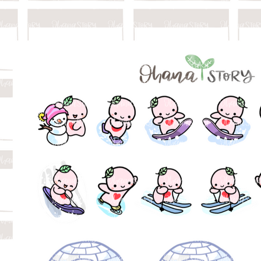 BUJI 122 | Play In The Snow | Hand Drawn Planner Stickers