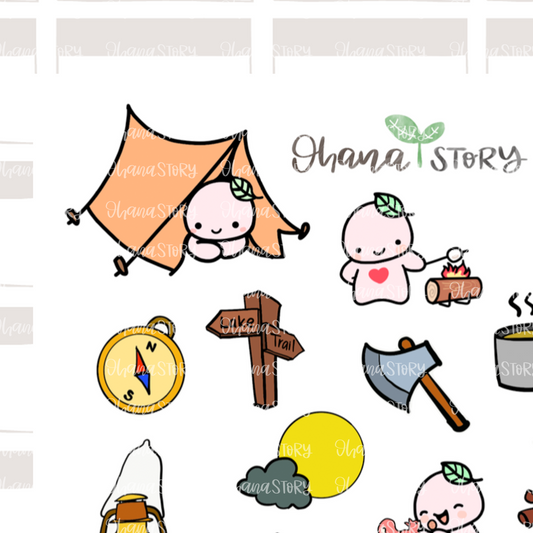BUJI 142 | Camping | Hand Drawn Planner Stickers