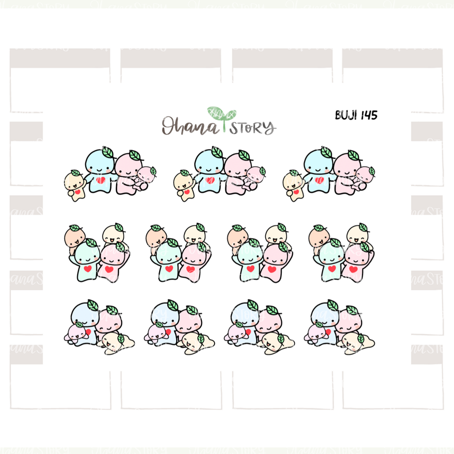 BUJI 145 | Family Time With 2 Kids | Hand Drawn Planner Stickers