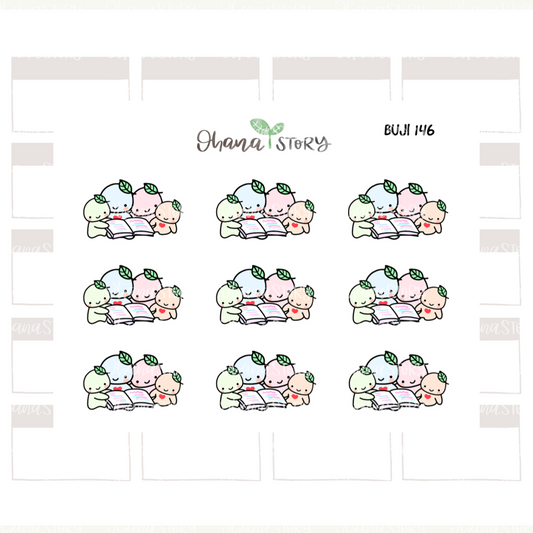 BUJI 146 | Family Reading Time | Hand Drawn Planner Stickers