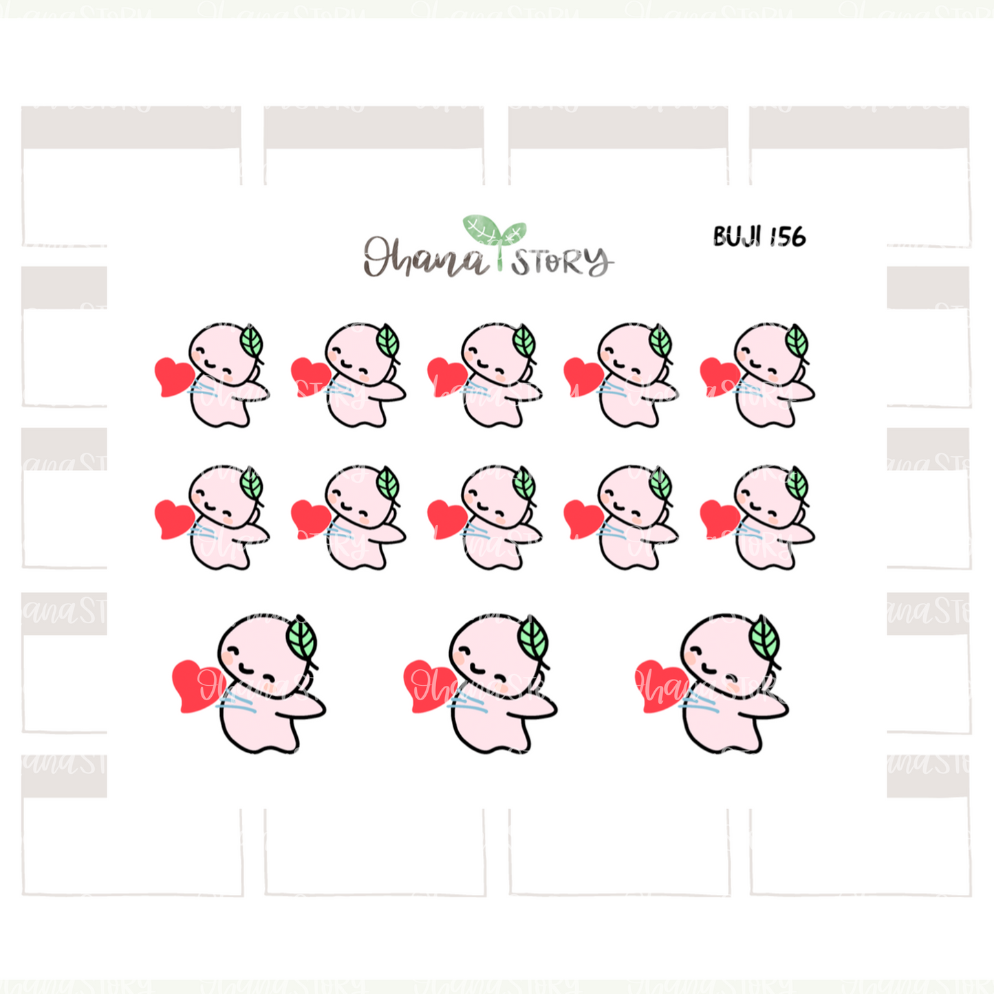 BUJI 156 | Heart Love | Hand Drawn Planner Stickers