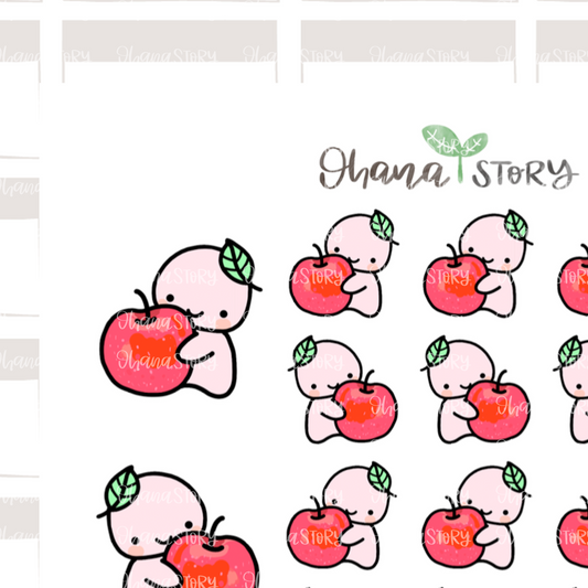 BUJI 161 | One Apple A Day Keeps The Doctor Away | Hand Drawn Planner Stickers
