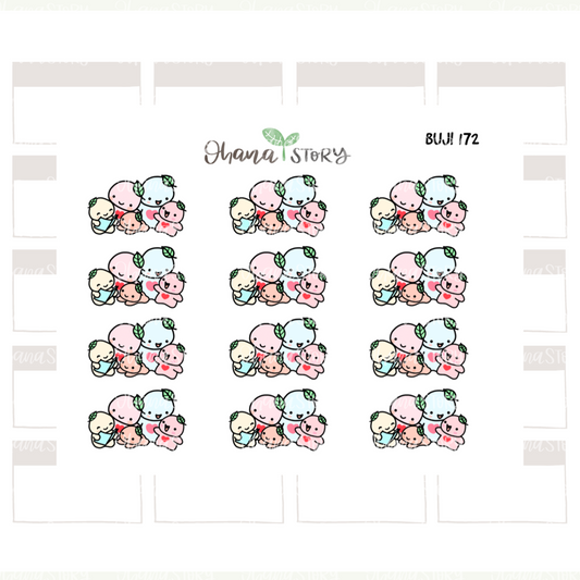 BUJI 172 | Family Time With 3 Kids | Hand Drawn Planner Stickers