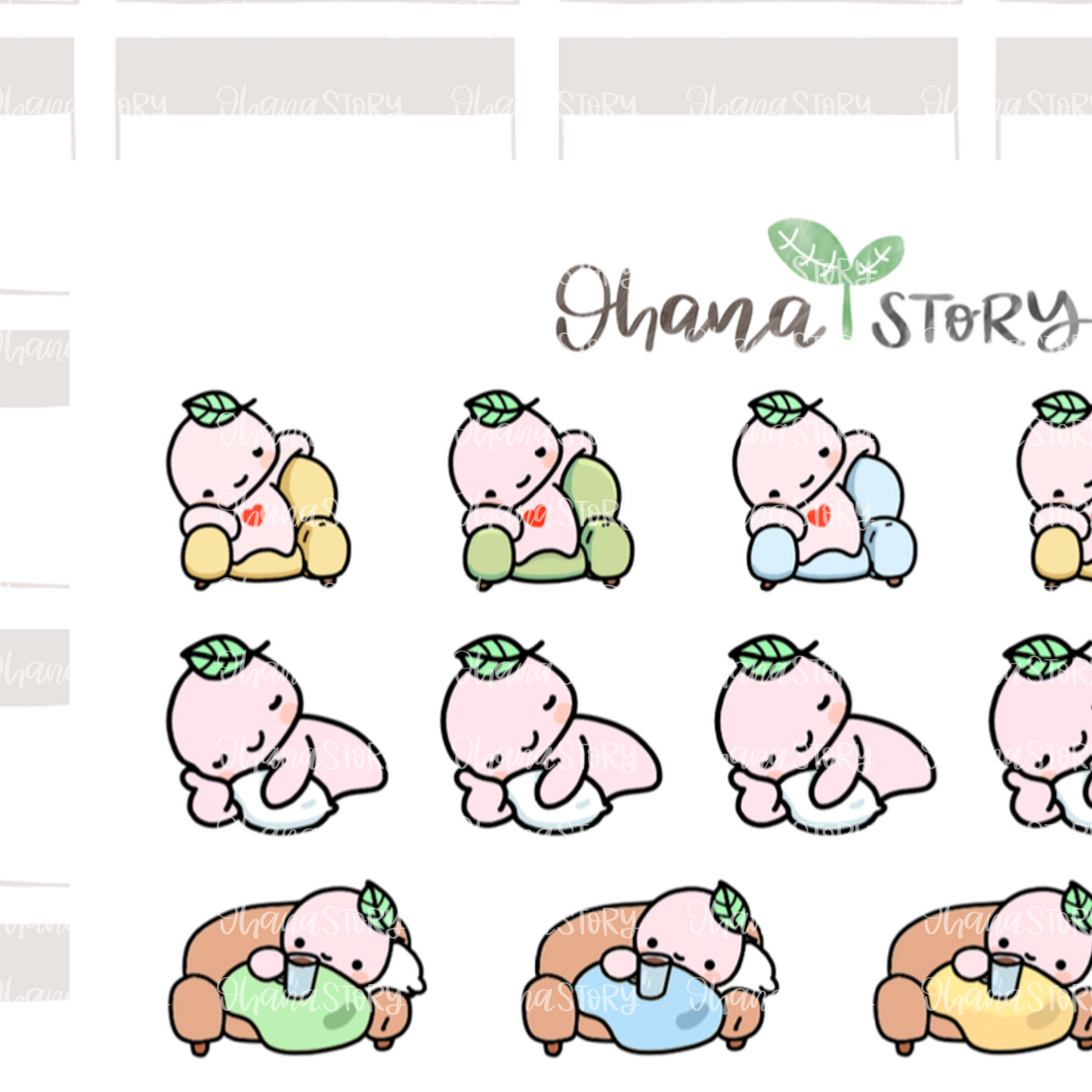 BUJI 173 | Lazy Day | Hand Drawn Planner Stickers