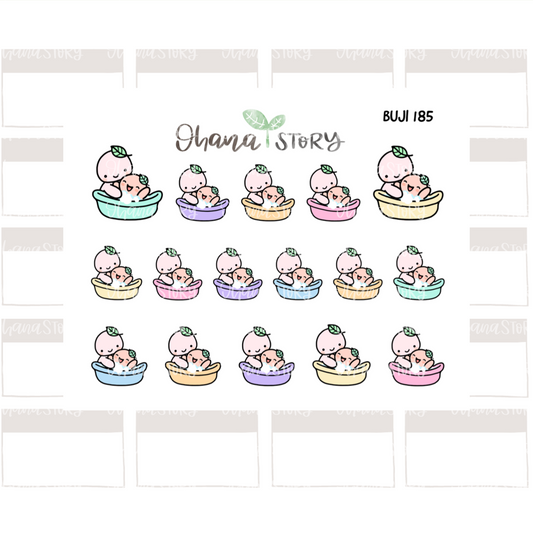 BUJI 185 | Give Baby A Bath | Hand Drawn Planner Stickers