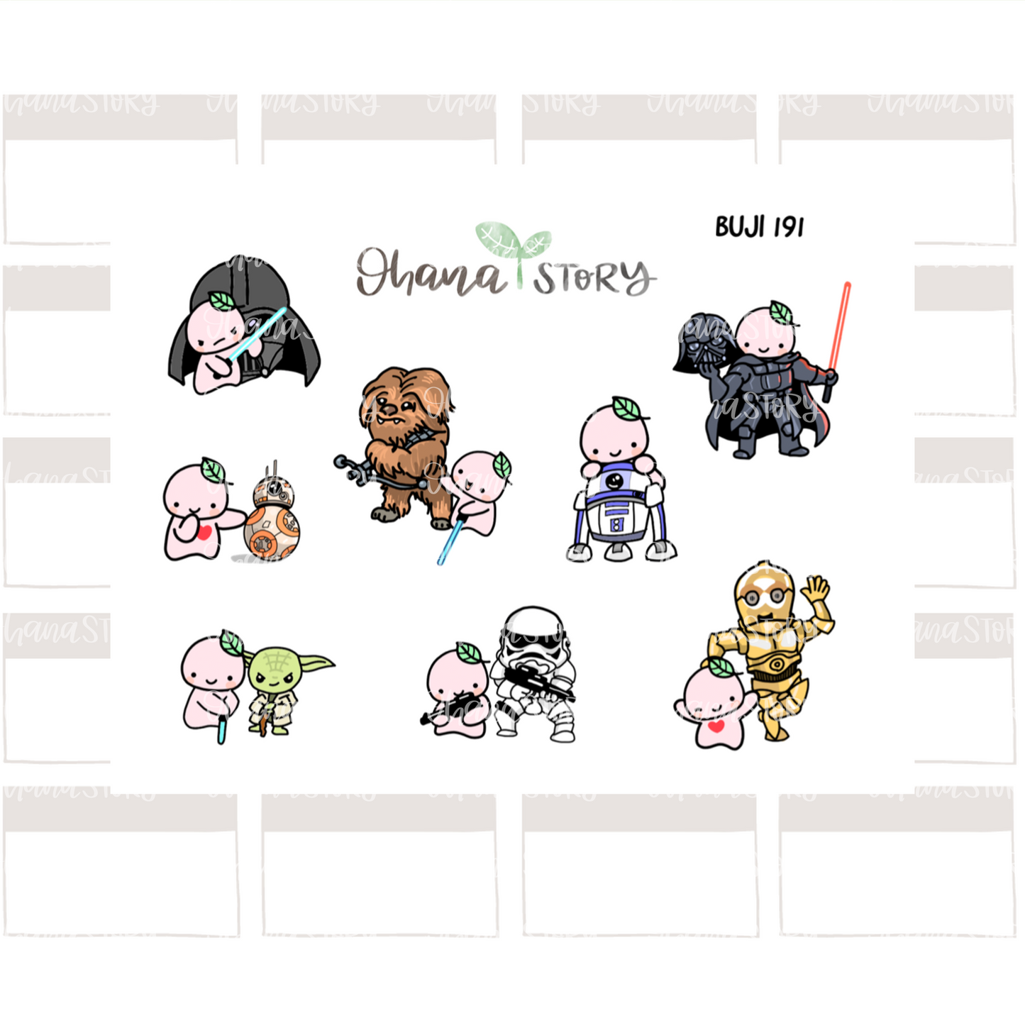 BUJI 191 | The Force | Hand Drawn Planner Stickers