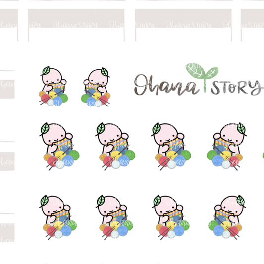BUJI 203 | Knit Knitting Crochet | Hand Drawn Planner Stickers