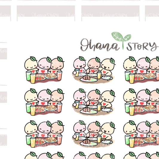 BUJI 208 | Eat With Friends | Hand Drawn Planner Stickers