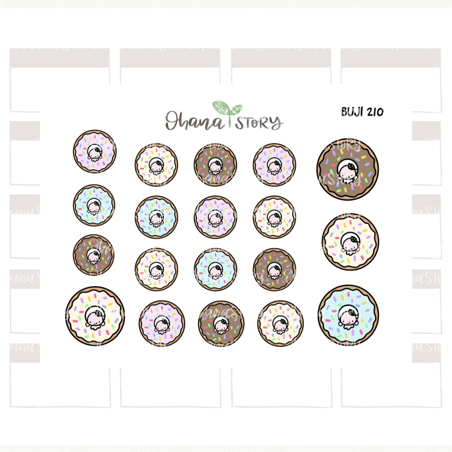 BUJI 210 | Loves Donuts | Hand Drawn Planner Stickers