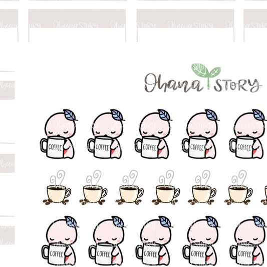 BUJI 214 | Coffee And Rae Dunn Coffee Mug | Hand Drawn Planner Stickers