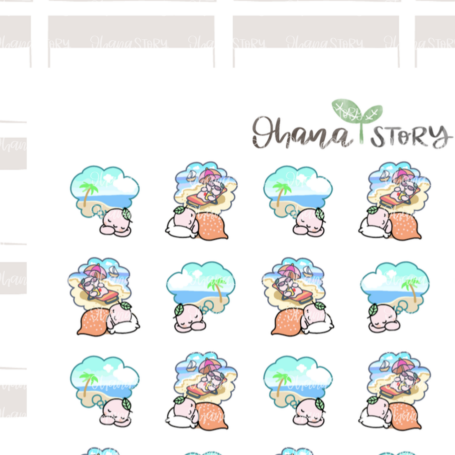 BUJI 224 | Dreaming Of The Beach | Hand Drawn Planner Stickers