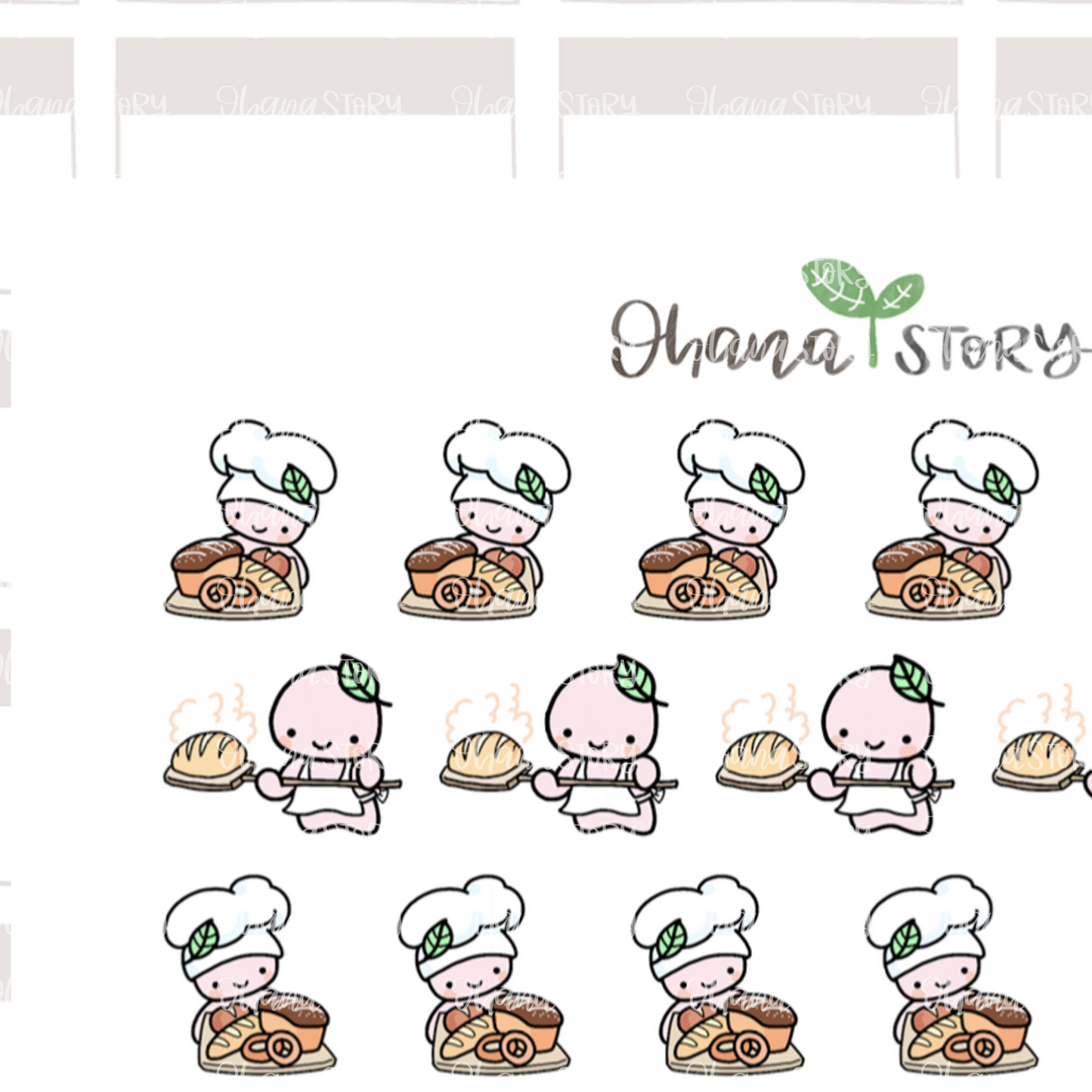 BUJI 238 | Baking / All The Bread | Hand Drawn Planner Stickers