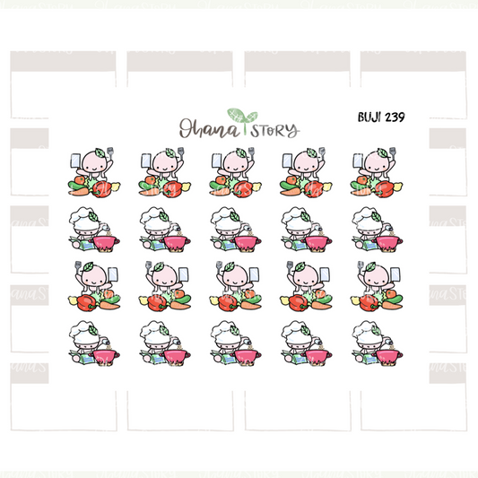 BUJI 239 | Cooking And Meal Planning | Hand Drawn Planner Stickers