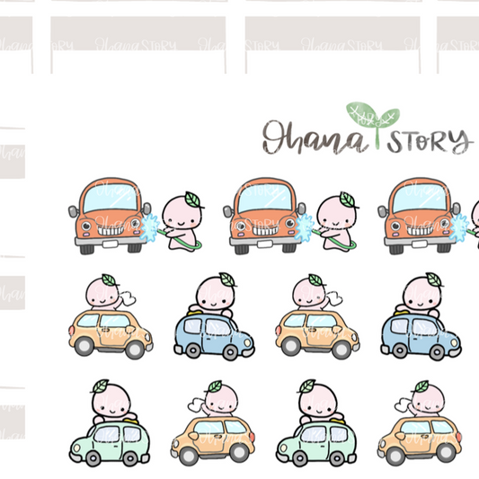 BUJI 242 | Car Wash | Hand Drawn Planner Stickers