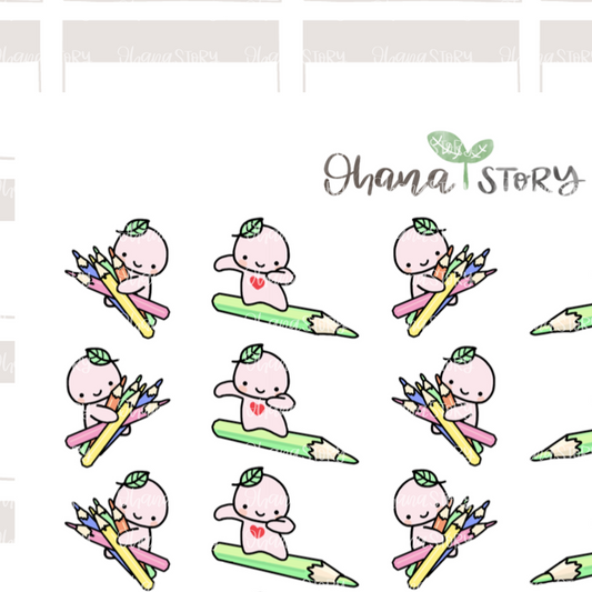 BUJI 245 | Coloring Pencils | Hand Drawn Planner Stickers