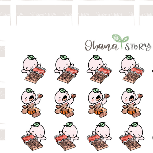 BUJI 252 | In Chocolate Heaven | Hand Drawn Planner Stickers