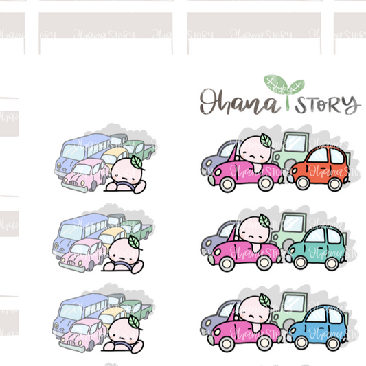 BUJI 253 | Traffic Jam | Hand Drawn Planner Stickers