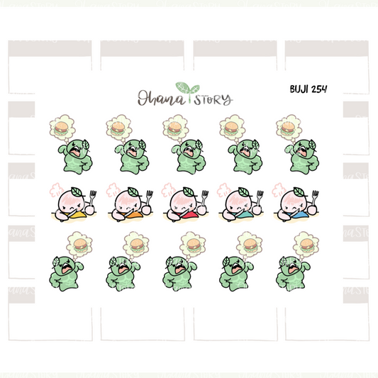 BUJI 254 | HANGRY | Hand Drawn Planner Stickers