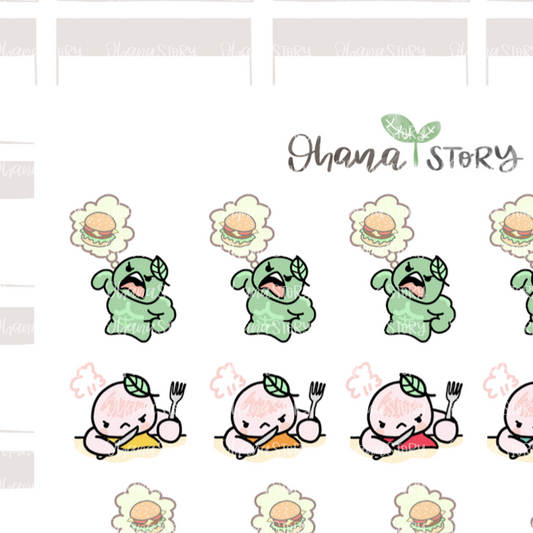BUJI 254 | HANGRY | Hand Drawn Planner Stickers