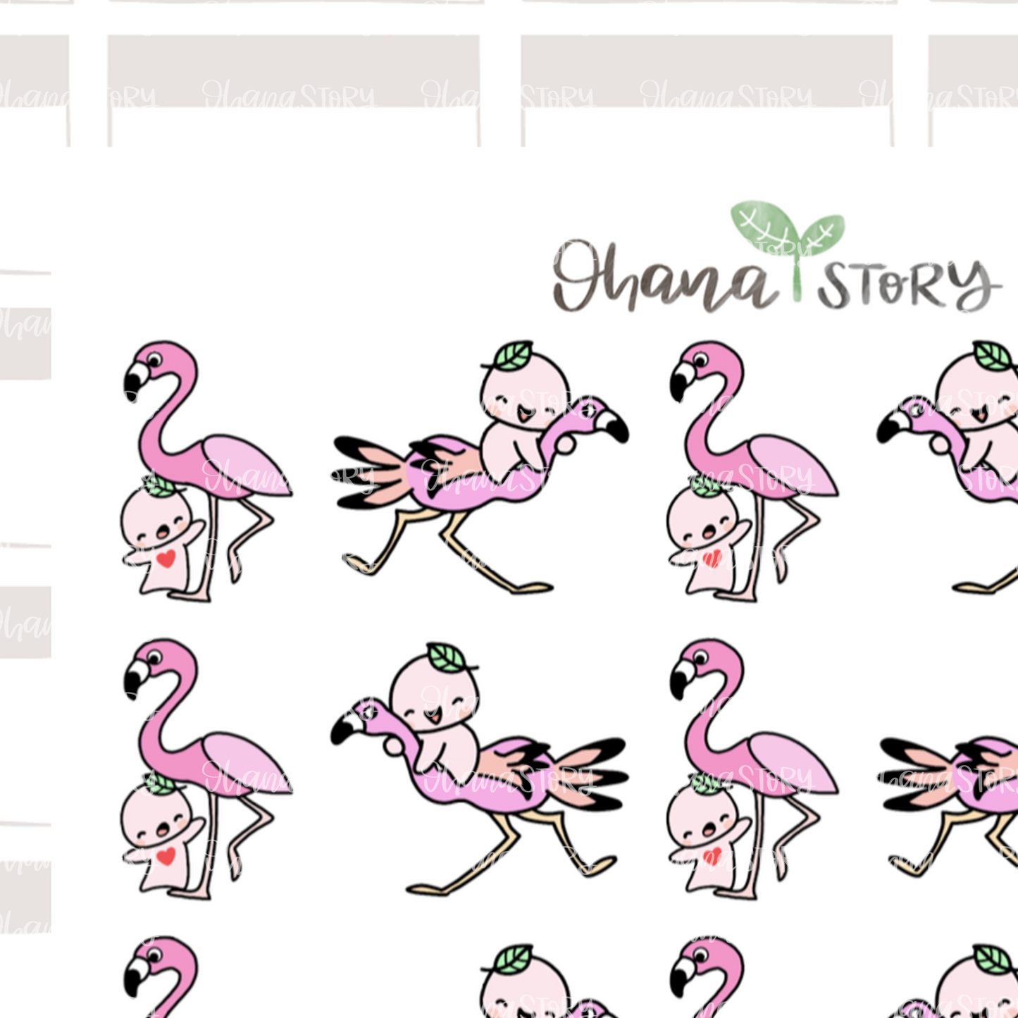 BUJI 257 | Flamingo | Hand Drawn Planner Stickers