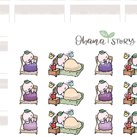 BUJI 264 | Sleeping In / Can't Wake Up | Hand Drawn Planner Stickers