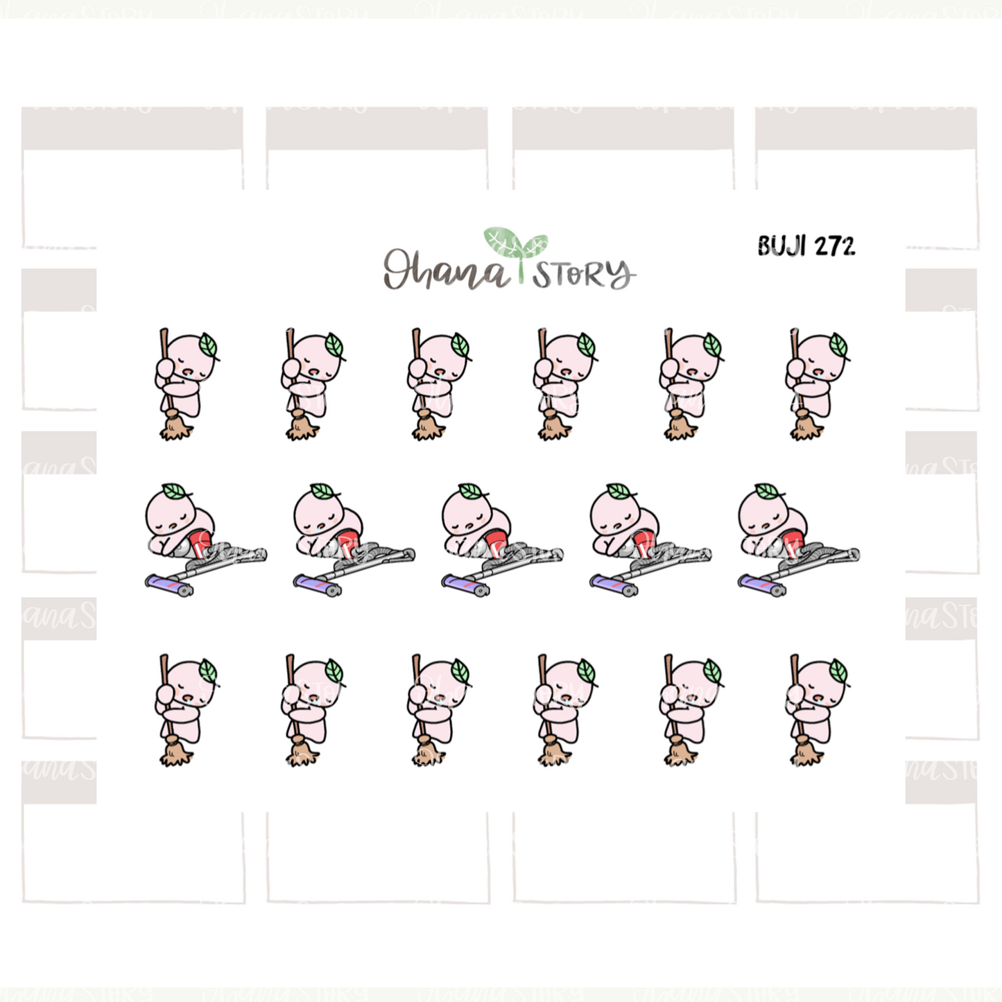 BUJI 272 | Tired Of Cleaning | Hand Drawn Planner Stickers