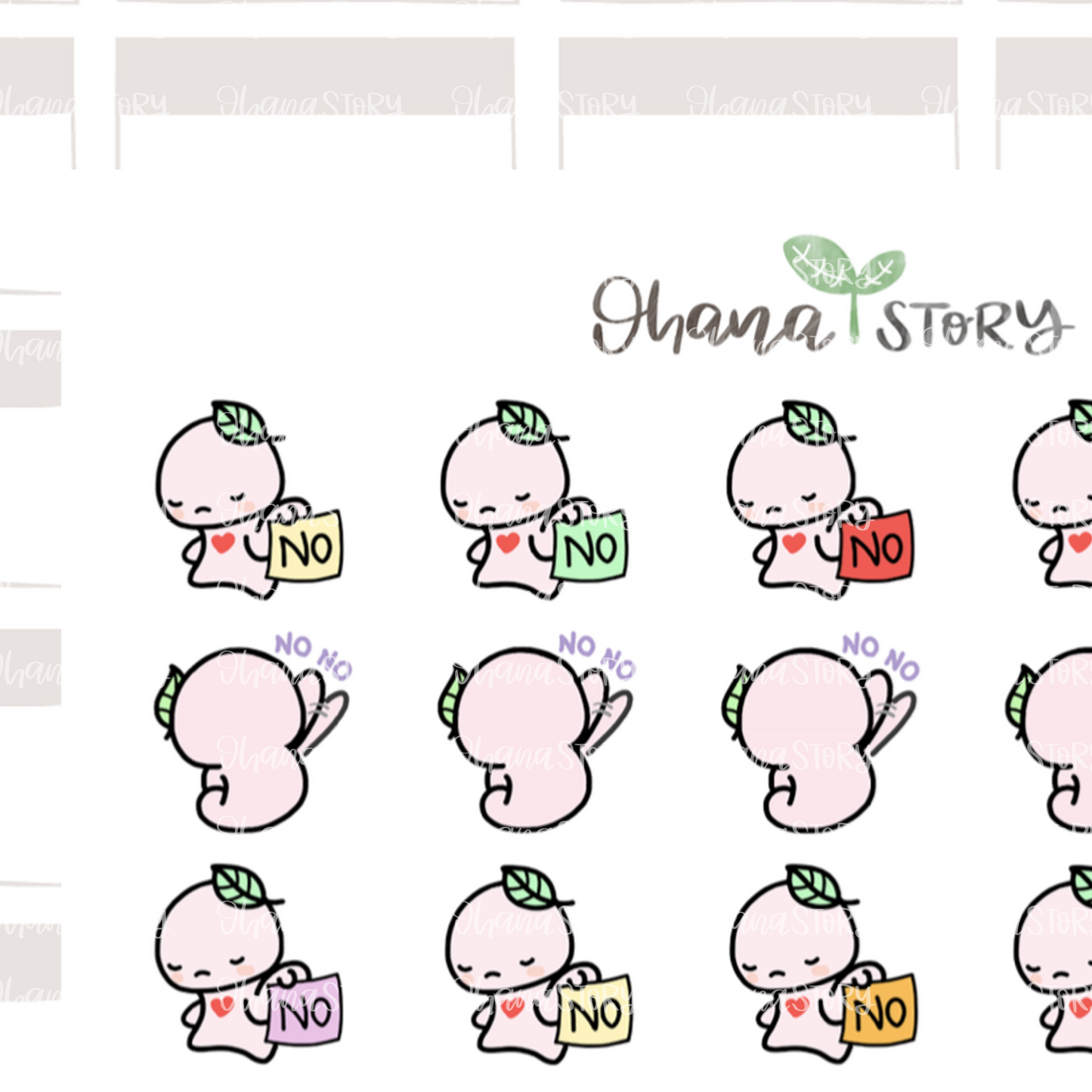 BUJI 282 | No And Nope | Hand Drawn Planner Stickers