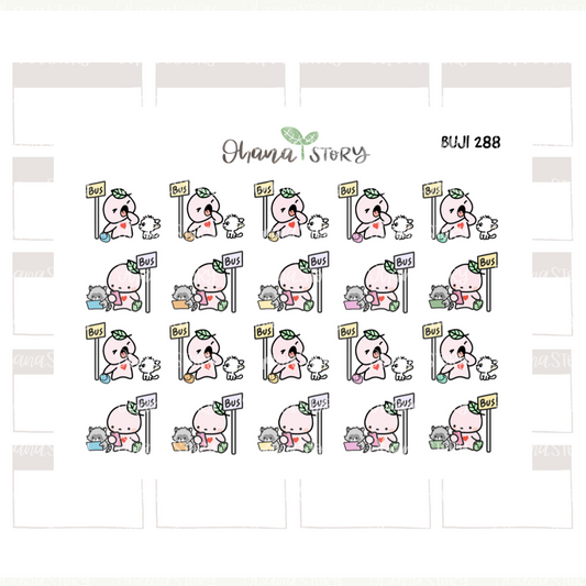 BUJI 288 | Waiting For Bus | Hand Drawn Planner Stickers