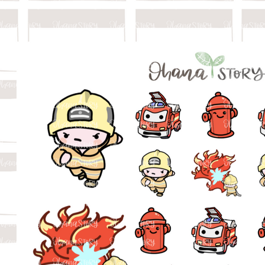 BUJI 300 | Firefighter | Hand Drawn Planner Stickers