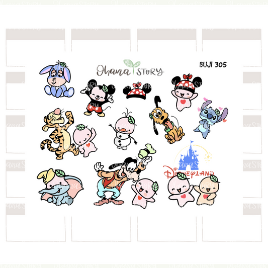 BUJI 305 | Disney Theme Sheet | Hand Drawn Planner Stickers