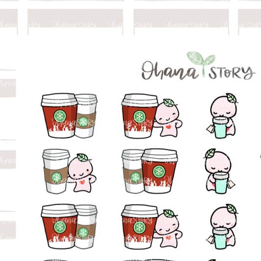 BUJI 310 | Hot Drinks | Hand Drawn Planner Stickers