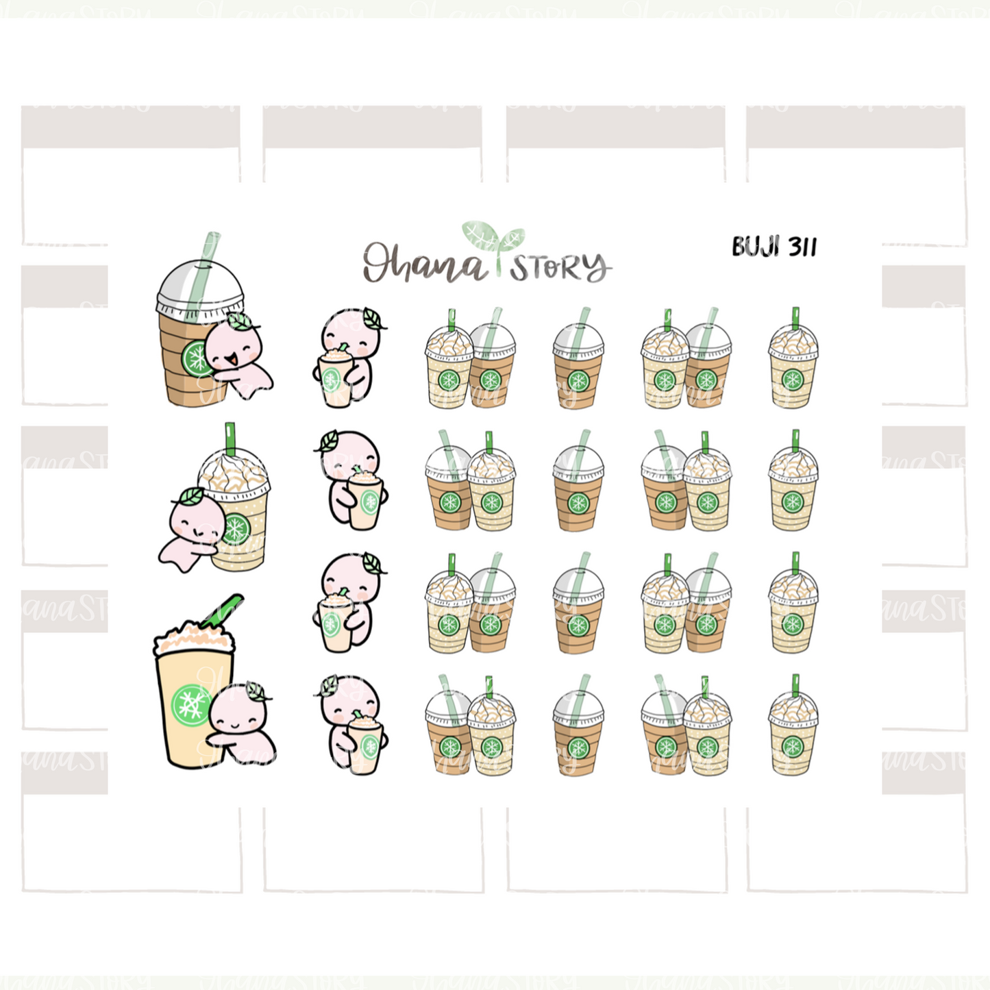 BUJI 311 | Cold Drinks | Hand Drawn Planner Stickers
